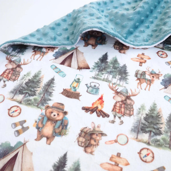 Let's Go Camping Minky Baby Blanket