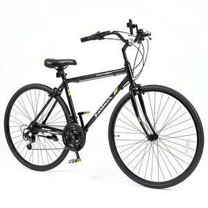 700C Hybrid Bike for Adult with 18-Speed Shimano Drivetrain and Phone Holder