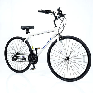 700C Hybrid Bike for Adult with 18-Speed Shimano Drivetrain and Phone Holder