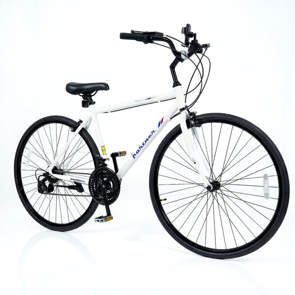 700C Hybrid Bike for Adult with 18-Speed Shimano Drivetrain and Phone Holder