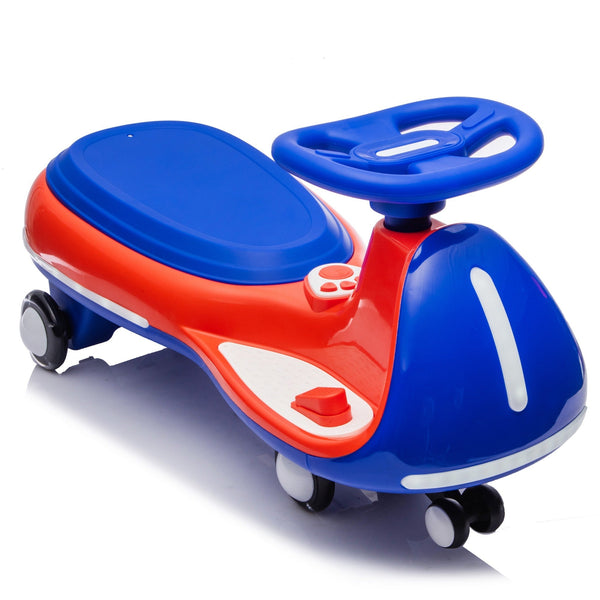 12V Electric Wiggle Ride On Car with dual motors and LED lights, shown from angle 11, perfect for adventurous toddlers.