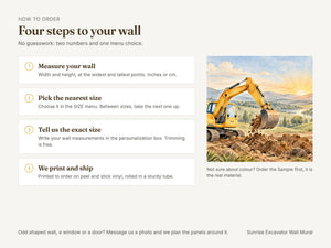 Watercolor Sunrise Excavator Wall Mural, image 6