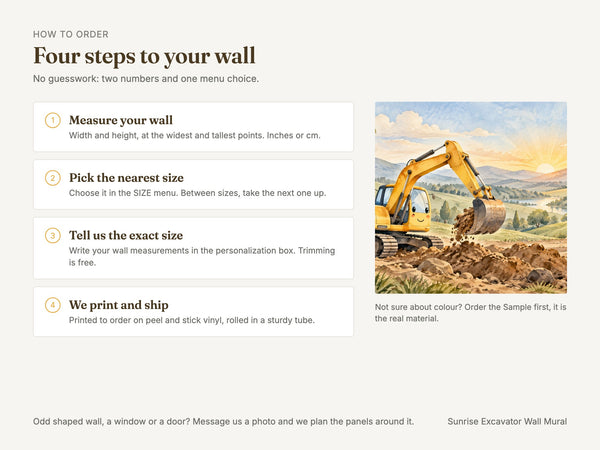 Watercolor Sunrise Excavator Wall Mural, image 6