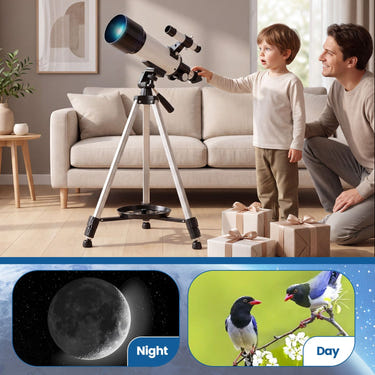 70 MM Aperture Refractor Telescope with Adjustable Tripod-Silver