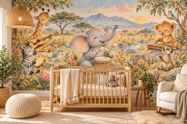 Watercolor Elephant Drum Wall Mural, image 1