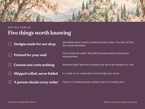 Watercolor Woodland Castle Fairy Tale Wall Mural, image 10