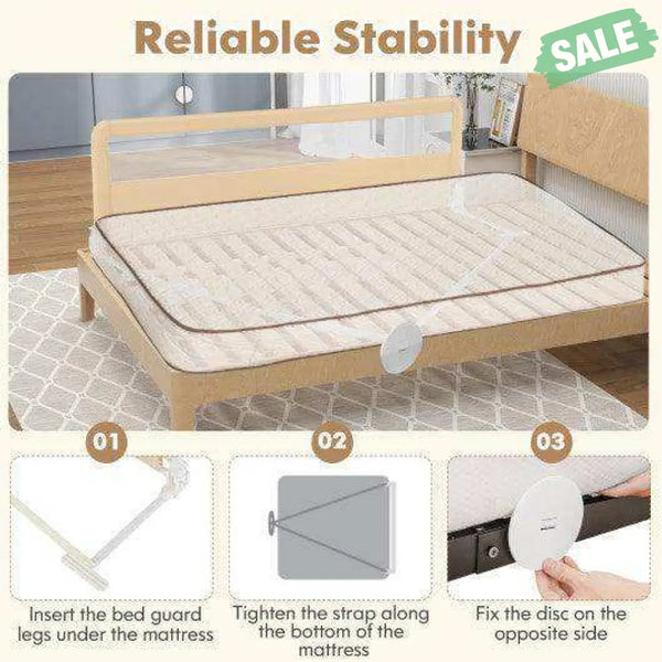 71 Inch Extra Long Swing Down Bed Guardrail with Safety Straps-Pink Pink Bed Rails