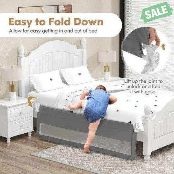 71 Inch Extra Long Swing Down Bed Guardrail with Safety Straps-Pink Pink Bed Rails