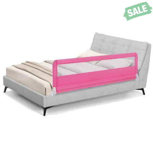 71 Inch Extra Long Swing Down Bed Guardrail with Safety Straps-Pink Pink Bed Rails