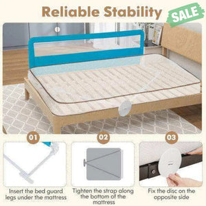 71 Inch Extra Long Swing Down Bed Guardrail with Safety Straps-Pink Pink Bed Rails