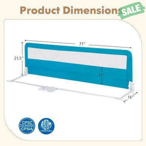 71 Inch Extra Long Swing Down Bed Guardrail with Safety Straps-Pink Pink Bed Rails