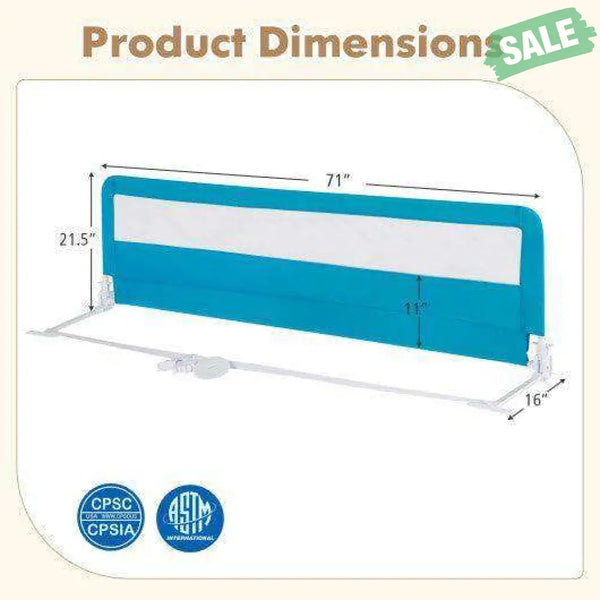 71 Inch Extra Long Swing Down Bed Guardrail with Safety Straps-Pink Pink Bed Rails