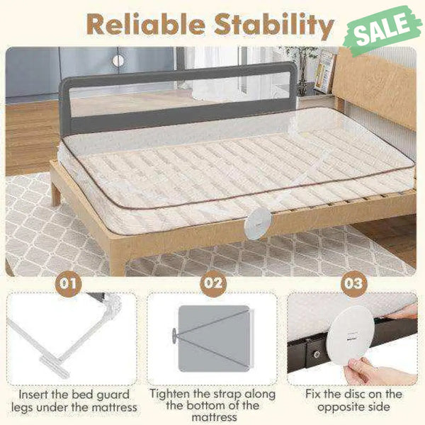 71 Inch Extra Long Swing Down Bed Guardrail with Safety Straps-Pink Pink Bed Rails