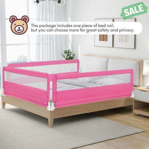 71 Inch Extra Long Swing Down Bed Guardrail with Safety Straps-Pink Pink Bed Rails
