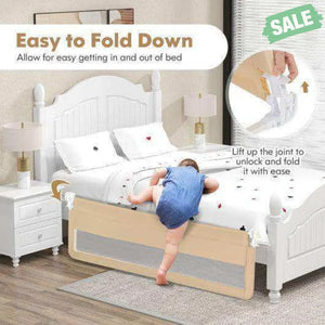 71 Inch Extra Long Swing Down Bed Guardrail with Safety Straps-Pink Pink Bed Rails