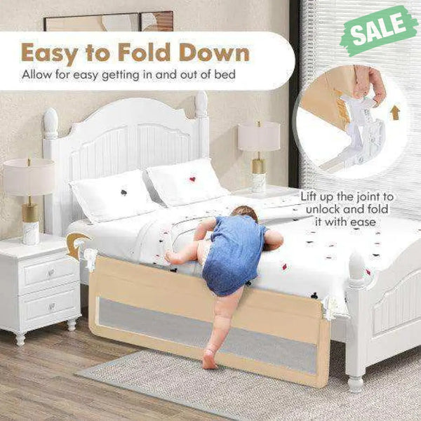 71 Inch Extra Long Swing Down Bed Guardrail with Safety Straps-Pink Pink Bed Rails