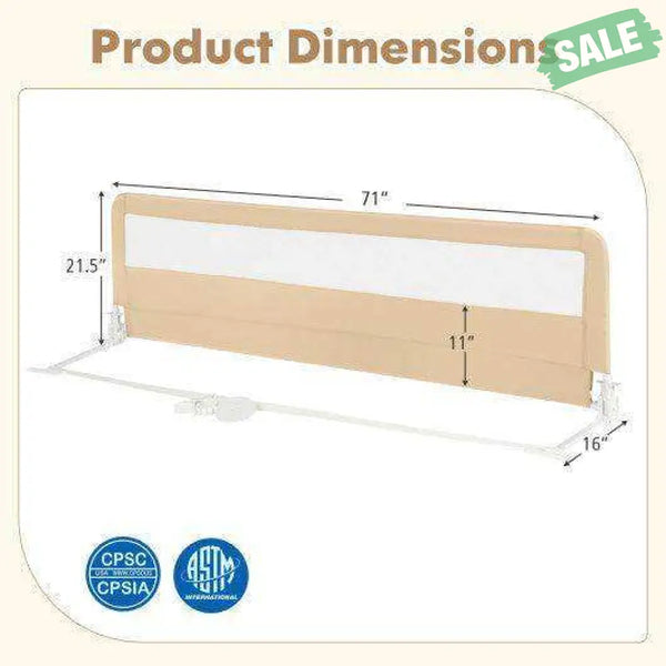 71 Inch Extra Long Swing Down Bed Guardrail with Safety Straps-Pink Pink Bed Rails