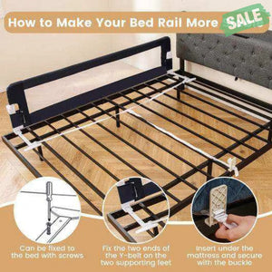 71-Inch Foldable Bed Rail Swing Down Baby Bed Guard Rail with Adjustable Safety Strap-Blue