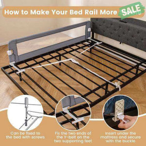 71-Inch Foldable Bed Rail Swing Down Baby Bed Guard Rail with Adjustable Safety Strap-Gray