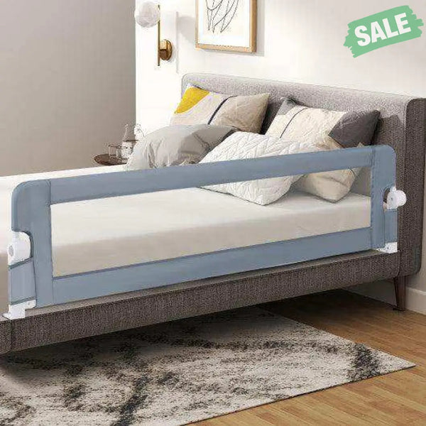 71-Inch Foldable Bed Rail Swing Down Baby Bed Guard Rail with Adjustable Safety Strap-Gray