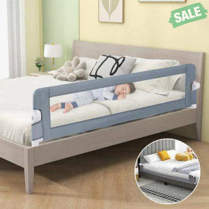 71-Inch Foldable Bed Rail Swing Down Baby Bed Guard Rail with Adjustable Safety Strap-Gray