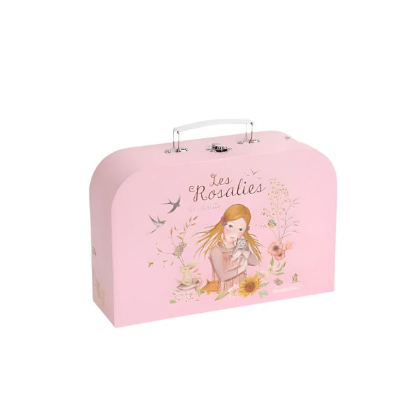 Tea Party Metal Set Suitcase by Moulin Roty - The Rosalies, angle view showcasing colorful design and playful details.