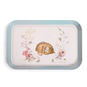 Tea Party Metal Set Suitcase by Moulin Roty - The Rosalies, angle view showcasing colorful design and playful details.
