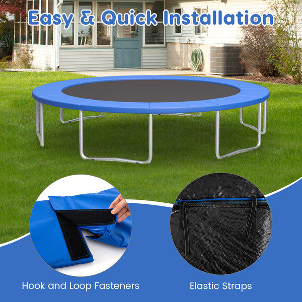 Blue 15 Feet Trampoline Pad Replacement Safety Pad with Fixing Straps, angle view, ideal for toys and hobbies.