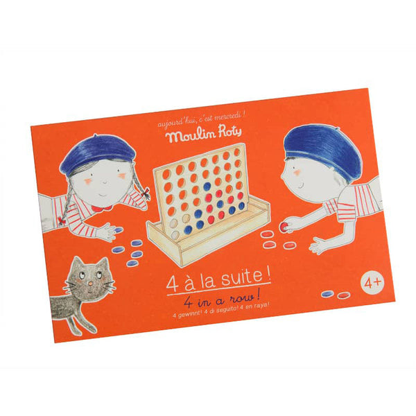 4 in a Row Wooden Board Game by Moulin Roty - Fun recreational toy for babies and toddlers.