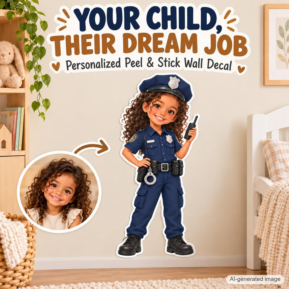 Personalized Police Officer Wall Decal from Photo, Dream Job Sticker, image 1