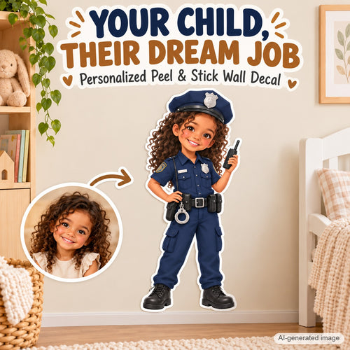 Personalized Police Officer Wall Decal from Photo, Dream Job Sticker, image 1