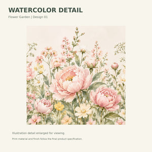 Watercolor Peony Garden Wall Mural, image 3
