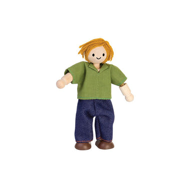 Dad dollhouse figure with light skin tone and brown hair for imaginative pretend play.