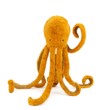 Large Moulin Roty octopus plush toy, perfect for cuddling and playtime. Soft, colorful, and ideal for babies and toddlers.