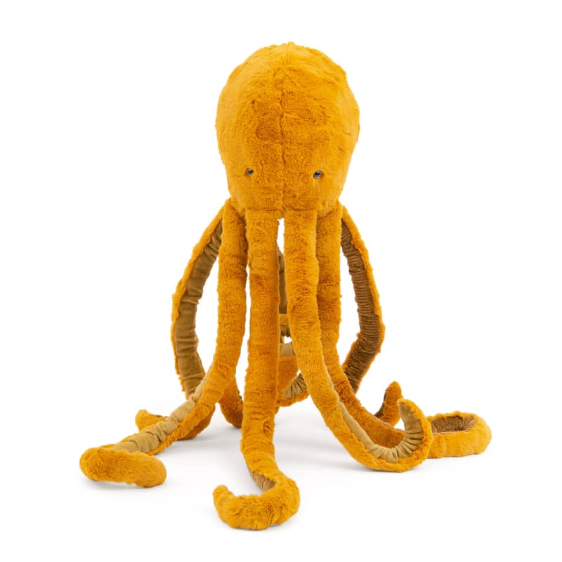 Large Moulin Roty octopus plush toy, perfect for cuddling and playtime. Soft, colorful, and ideal for babies and toddlers.