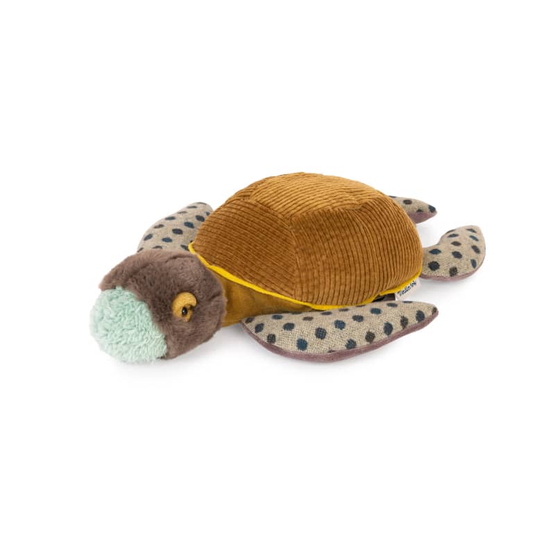 Small Turtle Plush Stuffed Toy by Moulin Roty - Soft, cuddly, and perfect for babies and toddlers.