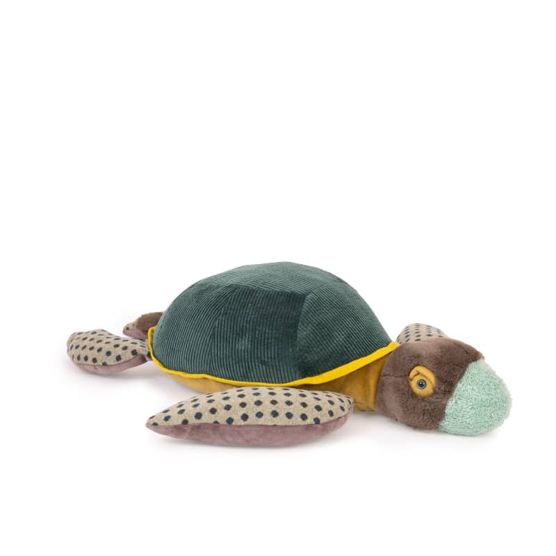 Large Turtle Plush Stuffed Toy by Moulin Roty - Soft, cuddly, and perfect for babies and toddlers.