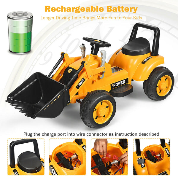 Kids Ride On Excavator Digger 6V Battery Powered Tractor
