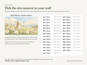 Watercolor Daisy Meadow Bunny Wall Mural, image 5