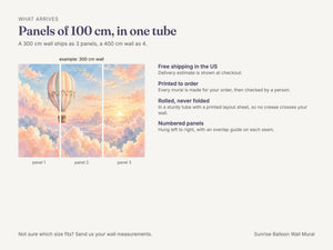 Watercolor Sunrise Hot Air Balloon Wall Mural, image 8