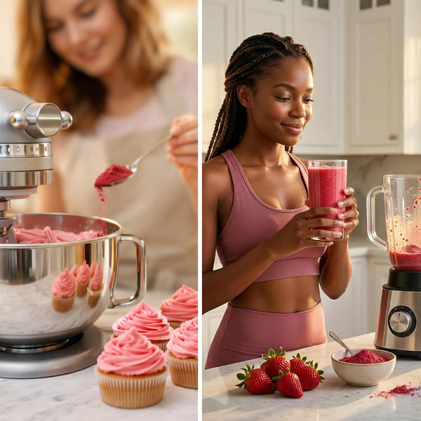Dolcientis Freeze Dried Strawberry Powder for Baking and Smoothies - Single Ingredient, No Sugar Added, Finely Milled, Resealable Pouch, 1.76oz