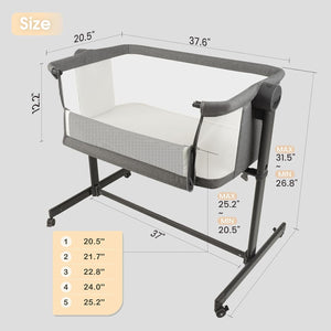 Li'l Pengyu 2-in-1 Convertible Bedside Sleeper and Bassinet with Adjustable Height and Breathable Mesh Sides