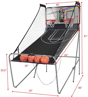 Foldable Double Electronic Basketball Game with 4 Balls Indoor for Kids & Family