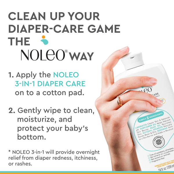 NOLEO 3-IN-1 - Diaper Rash Cream - EWG Verified -  24oz