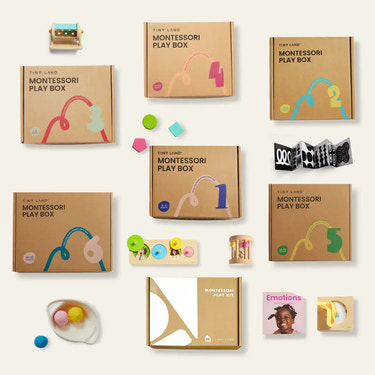 Tiny Land® Montessori Complete Baby Set for infants 0-24 months, promoting early development and play.
