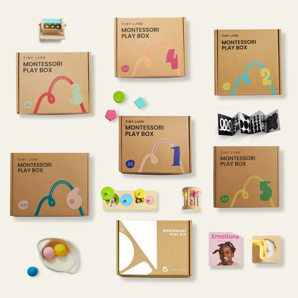 Tiny Land® Montessori Complete Baby Set for infants 0-24 months, promoting early development and play.