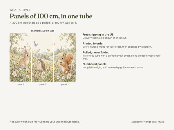 Watercolor Meadow Friends Wall Mural, image 5