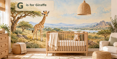 Watercolor G is for Giraffe Alphabet Wall Mural, image 1