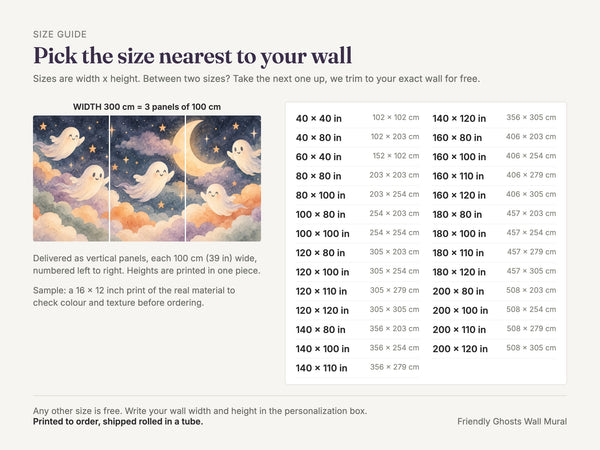 Watercolor Friendly Ghosts Halloween Wall Mural, image 5
