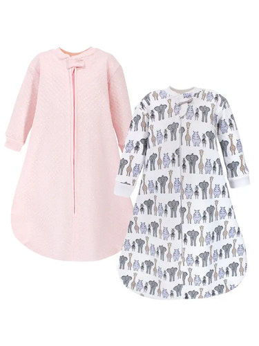 Hudson Baby Premium Quilted Long Sleeve Sleeping Bag & Wearable Blanket 2 Pack